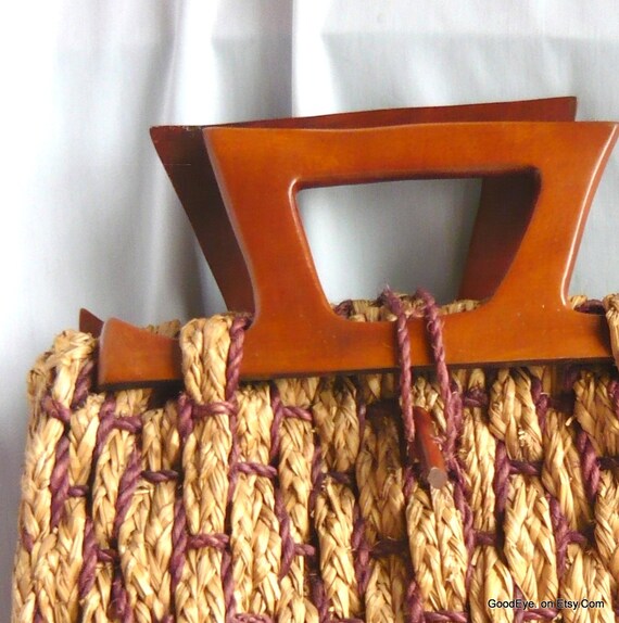 Giant Straw Handbag Vintage 1940s 50s / Large and… - image 2