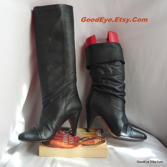 Vintage GLORIA VANDERBILT High Heel SLOUCH Boots / Size 7 .5  display picture 1