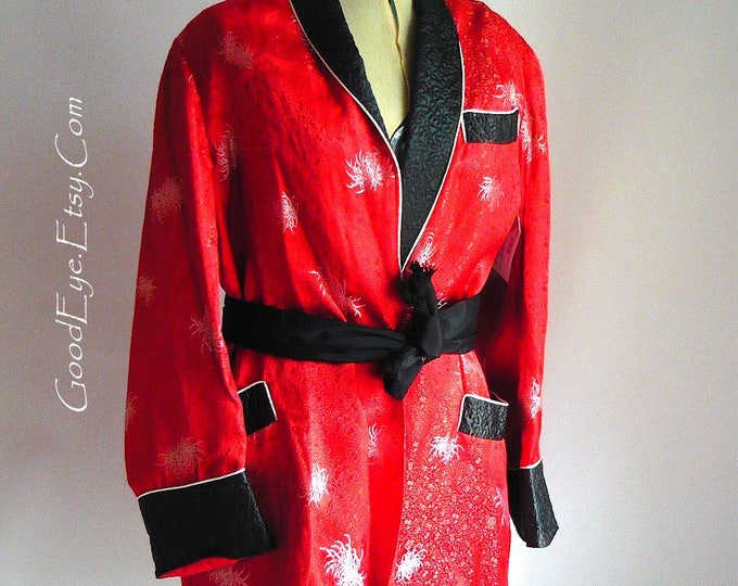 Vintage Men RED Smoking Jacket Robe / Size 36 38 40 Chest / Etsy