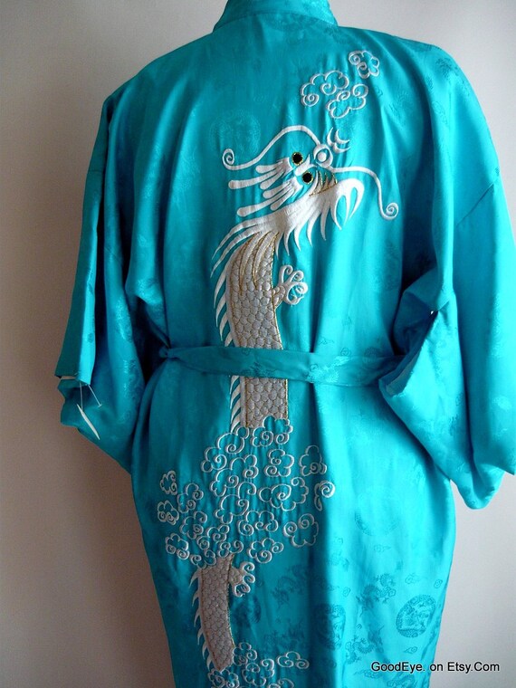 Vintage Kimono Robe Asian / FIRE BREATHING DRAGON… - image 6