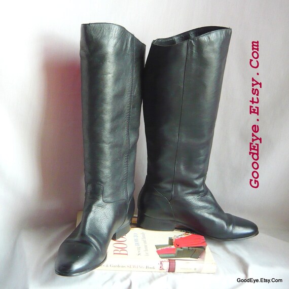 ladies flat black boots size 5