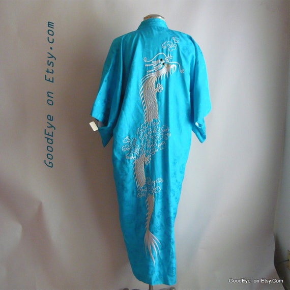 Vintage Kimono Robe Asian / FIRE BREATHING DRAGON… - image 4