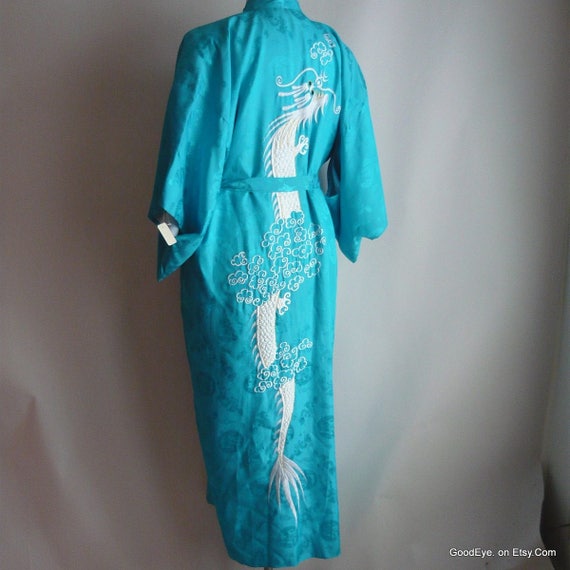 Vintage Kimono Robe Asian / FIRE BREATHING DRAGON… - image 2