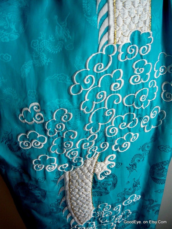 Vintage Kimono Robe Asian / FIRE BREATHING DRAGON… - image 7