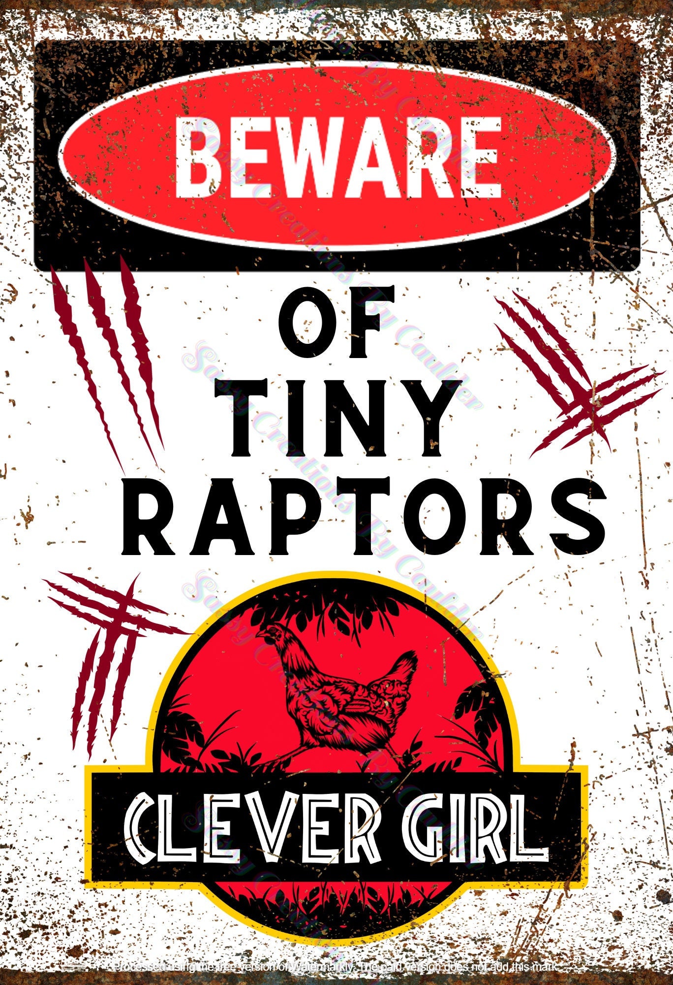 Beware of Tiny Raptors Sign SVG