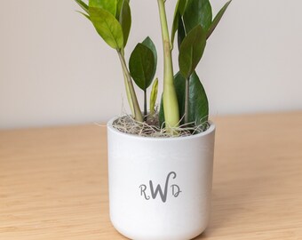 Monogram Letters Personalized Engraved Potted Live Plant Gift, Customizable Planter, Indoor Plant, Bridal, Baby Shower, Birthday
