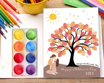 Mother's Day Fingerprint Art Craft, Mommy Grandmother Handprint Fingerprint Craft, Mother's Day Handprint Preschool, Baby Toddler Craft, DIY