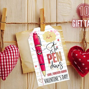 Stupendous Valentine&#39;s Day Gift Tag Template, Printable Pen Valentine Favor Tag, Editable School Class Student Cute Tag, Canva Template
