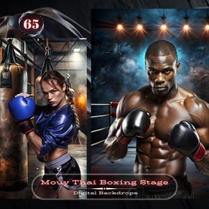 Boxing Stage Backdrops Boxing Poster Sport Digital Backdrop Boxing Mouy Thai Sports Photo Backdrop Boxing Digital Background Overlay