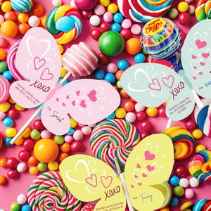 Printable Butterfly Lollipop Valentine: DIY Kids Gift (Instant Download)