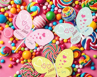 Printable Butterfly Lollipop Valentine: DIY Kids Gift (Instant Download)