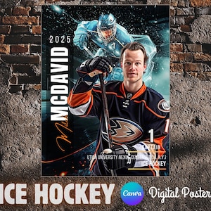 Ice Hockey Poster Canva Template | Senior Sports, Custom Poster, Sports Banner, Ice Hockey Background Photo | Digital Download