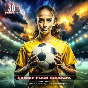 Soccer Stadium Lighting Digital Backdrop: Sports Photo Backgrounds (Digital Download)