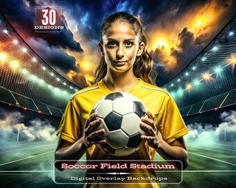 Soccer Stadium Lighting Digital Backdrop: Sports Photo Backgrounds (Digital Download)