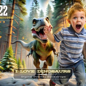 I LOVE DINOSAUR Digital Backdrops, Dinosaur Backgrounds, Funny Background, Digital Horizontal Backdrop, Kids Overlay Photo