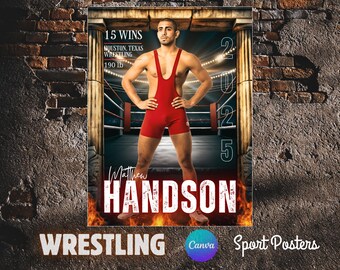 Wrestling Senior Sports Poster: Customizable Canva Template (Digital Download)