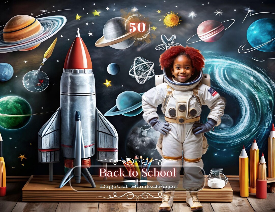 Back to School Space Chalkboard Digital Backdrop (digital Download) - Etsy