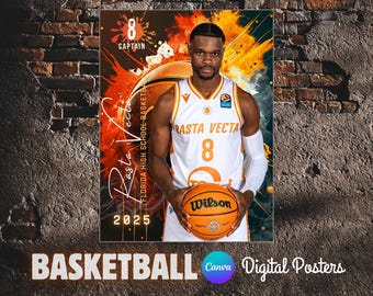 Senior Basketball Poster Template: Custom Sports Banner (Digital Download)