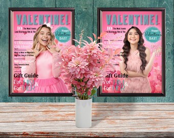 Personalized Valentine's Day Magazine Cover Template (Editable Canva)