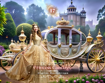 Fondo digital de Carruaje de Princesa: Maternidad y Boda (Descarga digital)