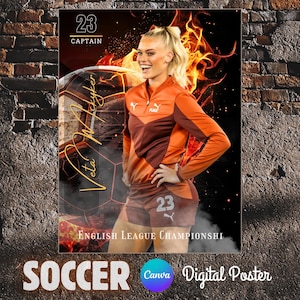Soccer Poster Canva Template | Senior Sports, Custom Poster, Sports Banner, Soccer Football Background Photo | Digital Download