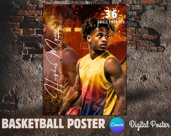 Basketball Poster Canva Template | Senior Sports, Custom Poster, Sports Banner, Basketball Background Photo | Digital Download