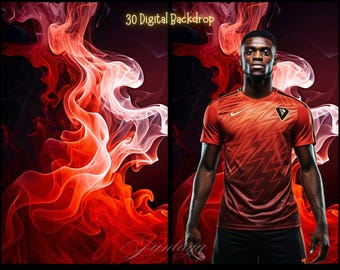 Fire & Smoke Digital Backdrops: Sports Photo Backgrounds (Digital Download)