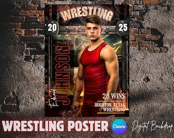 Wrestling Senior Sports Poster: Custom Canva Template (Digital Download)