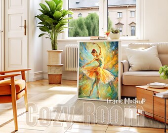 Cozy Home Interior: Vertical Frame Mockup (PSD)