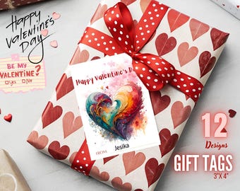 Valentinstag Geschenkanhänger, Abstraktes Herz, befüllbarer Geschenkanhänger (Digitaler Download)