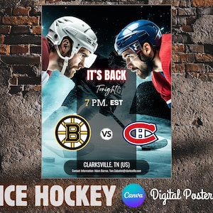 Ice Hockey Tournament Poster Canva Template | Senior Sports, Custom Poster, Sports Banner, Ice Hockey Background Photo | Digital Download