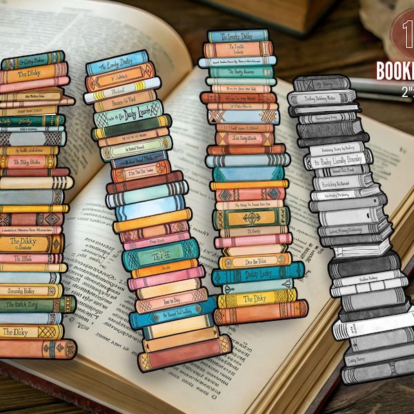 Stacked Books Printable Bookmarks: Fussy Cuts Gift (Digital Download)