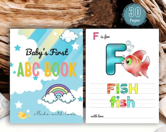 ABC Baby Shower Coloring Book, Baby's First Alphabet (Printable PDF)