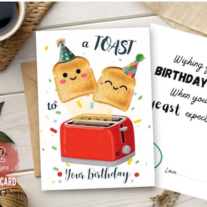 Happy Birthday Card DIGITAL Download - Printable Card -Birthday Printable Card - Instant Download Card, A Toast to Your Birthday!