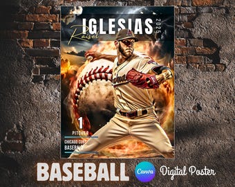 Baseball Sky Ball Canva Template | Senior Sports, Custom Poster, Sports Banner, Baseball Background Photo | Instant Digital Download