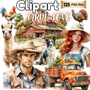Farm Watercolor Clipart Farm Animals Png Farmhouse Clipart Farm Barns Png, Digital Clipart, Farmhouse Clipart Digital Transparent Background