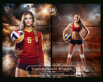 Volleyball Digital Backdrops: Sports Photography Backgrounds (30 Files)