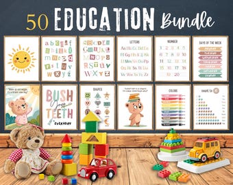 50 poster per l'apprendimento a casa: decorazioni per aule Montessori (download immediato)