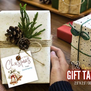 Merry Christmas Gift Tag Printable, Printable Christmas Gift Tag, Fillable Christmas Favor Tags, Holiday Gift Tags Merry, Holiday tags