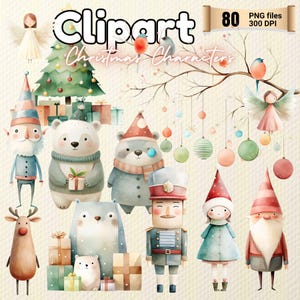 Cute Watercolor Painting Christmas Characters | Christmas Clipart Bundle | Christmas PNG Clipart | Snowmen Clipart Christmas Tree Png