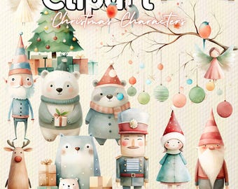 Watercolor Christmas Clipart Bundle | Holiday PNG Graphics (Digital Download)