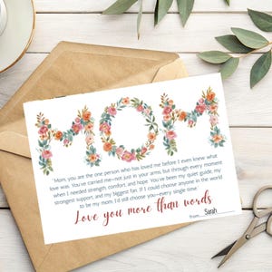 Cartão floral para impressão, cartão para o dia das mães, feliz aniversário, mãe - cartão sentimental para mãe, cartão para o dia das mães, cartão de aniversário para mãe