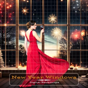 Ano Novo 2025 Cenário Feliz Ano Novo Cenário Digital Fogos de Artifício Cenário de Janela para Fotografia Composta Cenário de Janela Cartão de Foto de Família