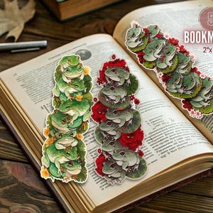 Frog Stack Bookmarks, Frog Art, Cute Frogs Bookmarks, Laminated, Cottagecore Book, Book Lovers, Frog Stationery, Digital Download Bookmarks.