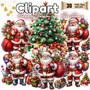 Happy Santa Claus Clipart, Christmas Santa Clipart, Fantasy Clipart, Festive Images, Winter Holidays, Santa PNG, Transparent Clipart