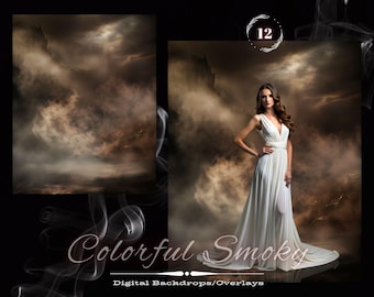 Smoky Photography Backdrops: Colorful Studio Overlays (Digital Download)
