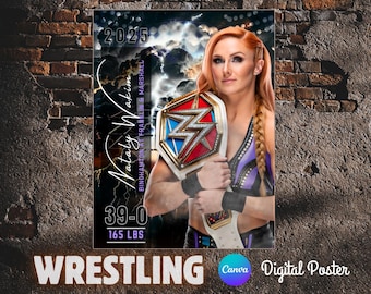 Wrestling Storm Poster Canva Template: Senior Sports Banner (Digital Download)