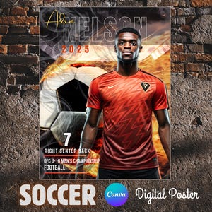 Soccer Football Poster Canva Template | Senior Sports, Custom Poster, Sports Banner, Soccer Football Background Photo | Digital Download