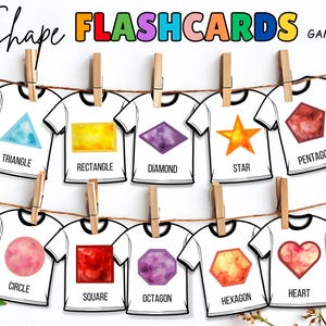 Jeu de chemise formes cartes mnémotechniques, cartes formes géométriques, matériaux Montessori, documents à imprimer pour l'école à la maison, salle de classe, préscolaire, TÉLÉCHARGEMENT NUMÉRIQUE