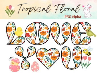 Tropical Floral Letters PNG: Custom Name Alphabet (Digital Download)